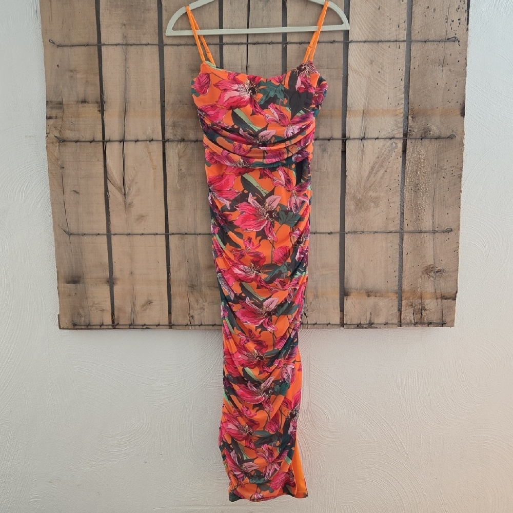 Express Vibrant Floral Midi Dress